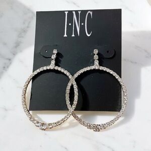 NWT INC Silver Crystal hoop Earrings
